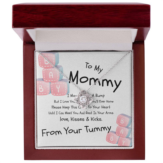 Mommy To Be|  baby cube| Love Knot Necklace| Baby Shower gift| Mother's Day Gift